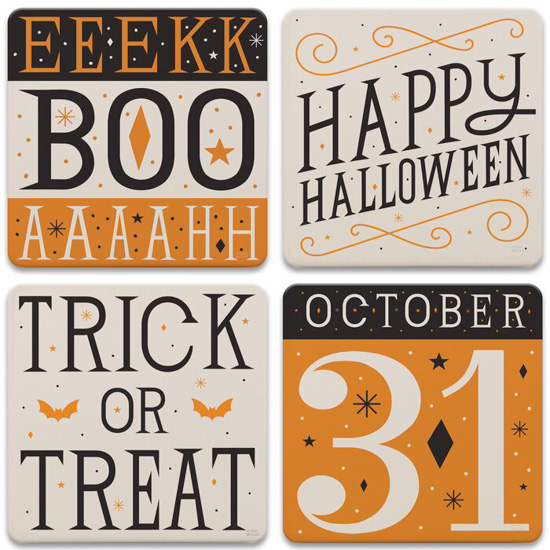 Set of 4 halloween holiday coasters.