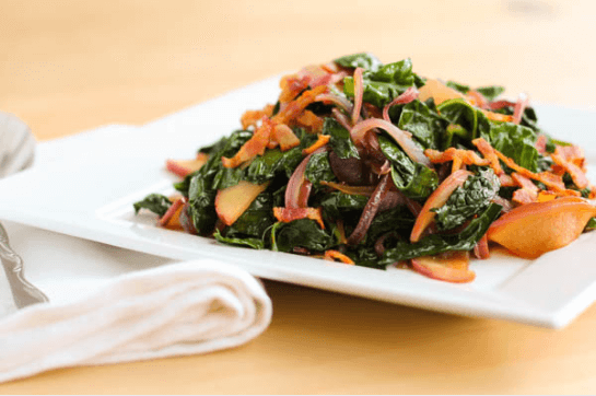 Sauteed Kale with Apples, Onion, and Bacon
