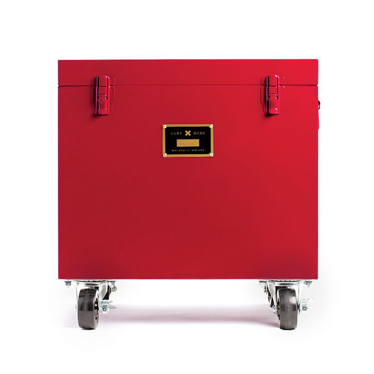 Red, heavy-duty rolling footlocker from Best Made Co. 