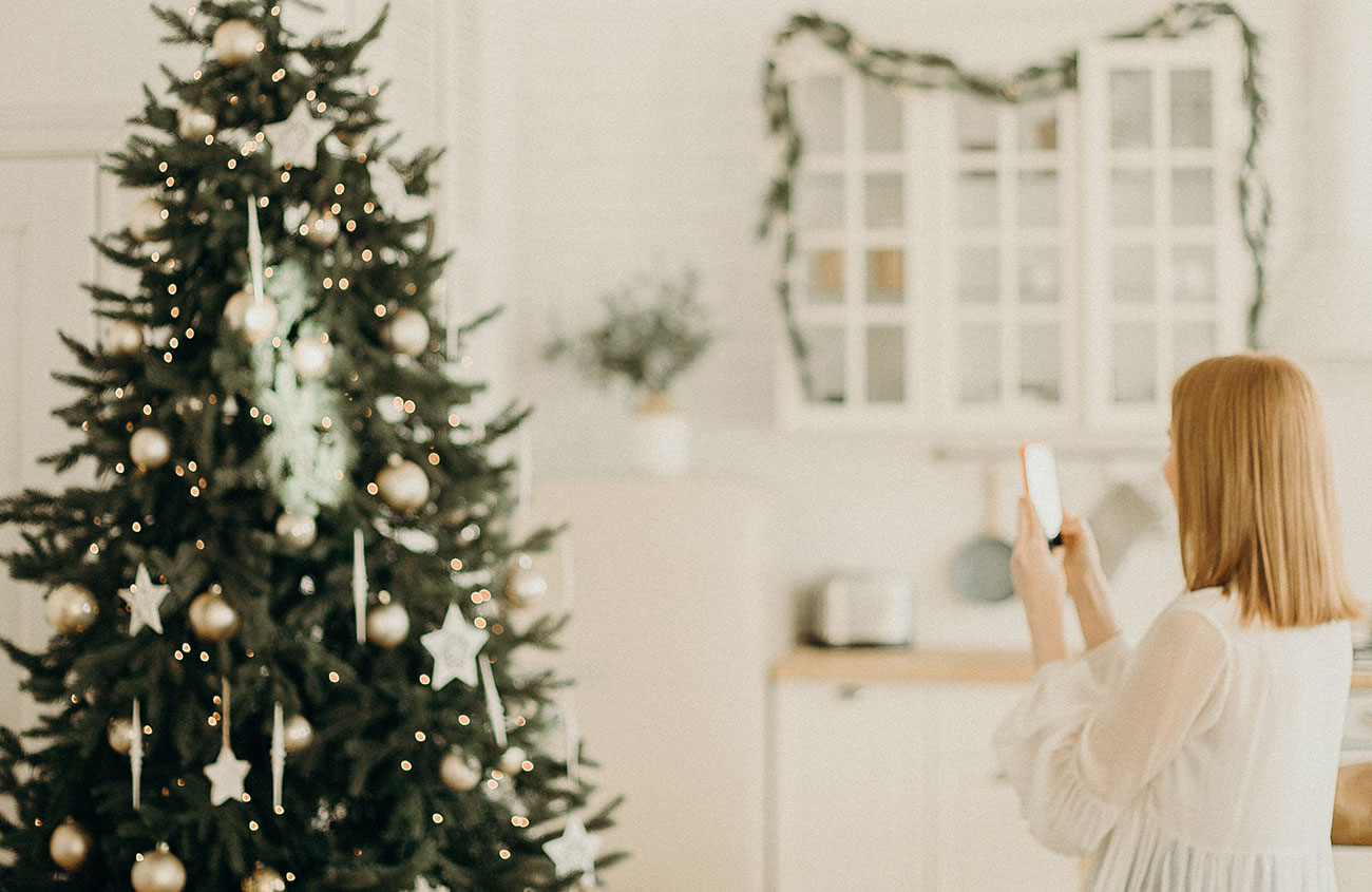 christmas tree in a white room