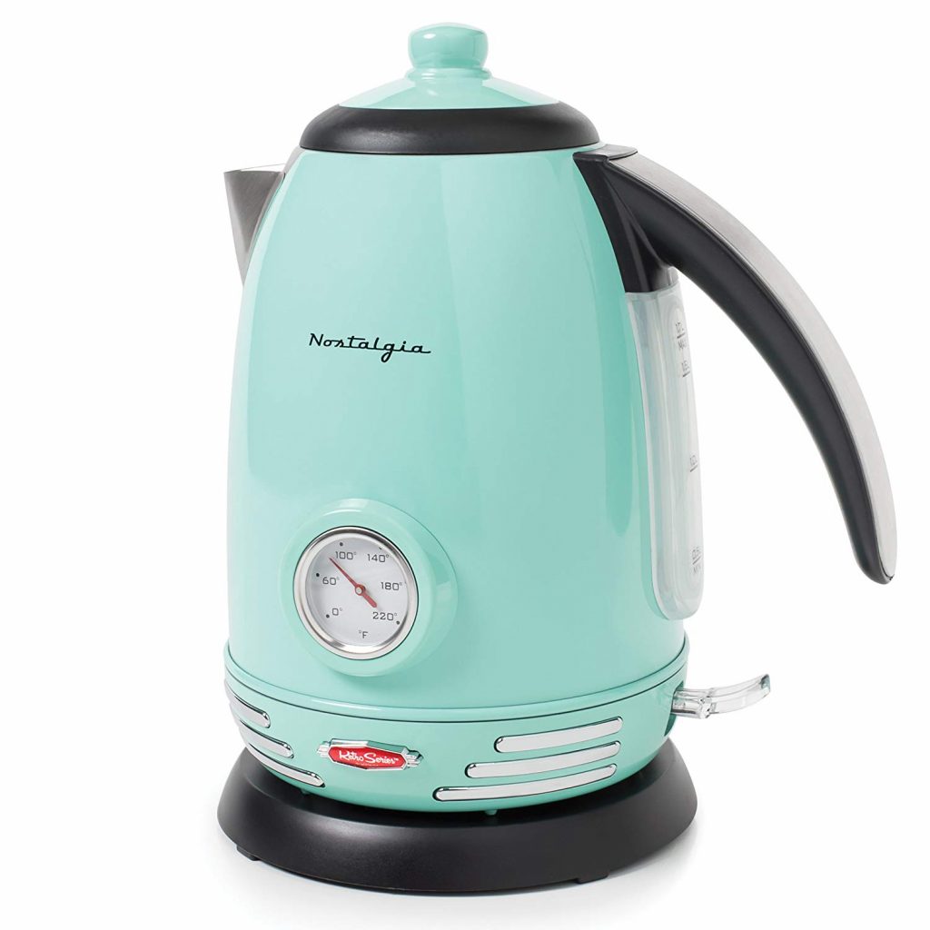 Blue retro electric kettle. 