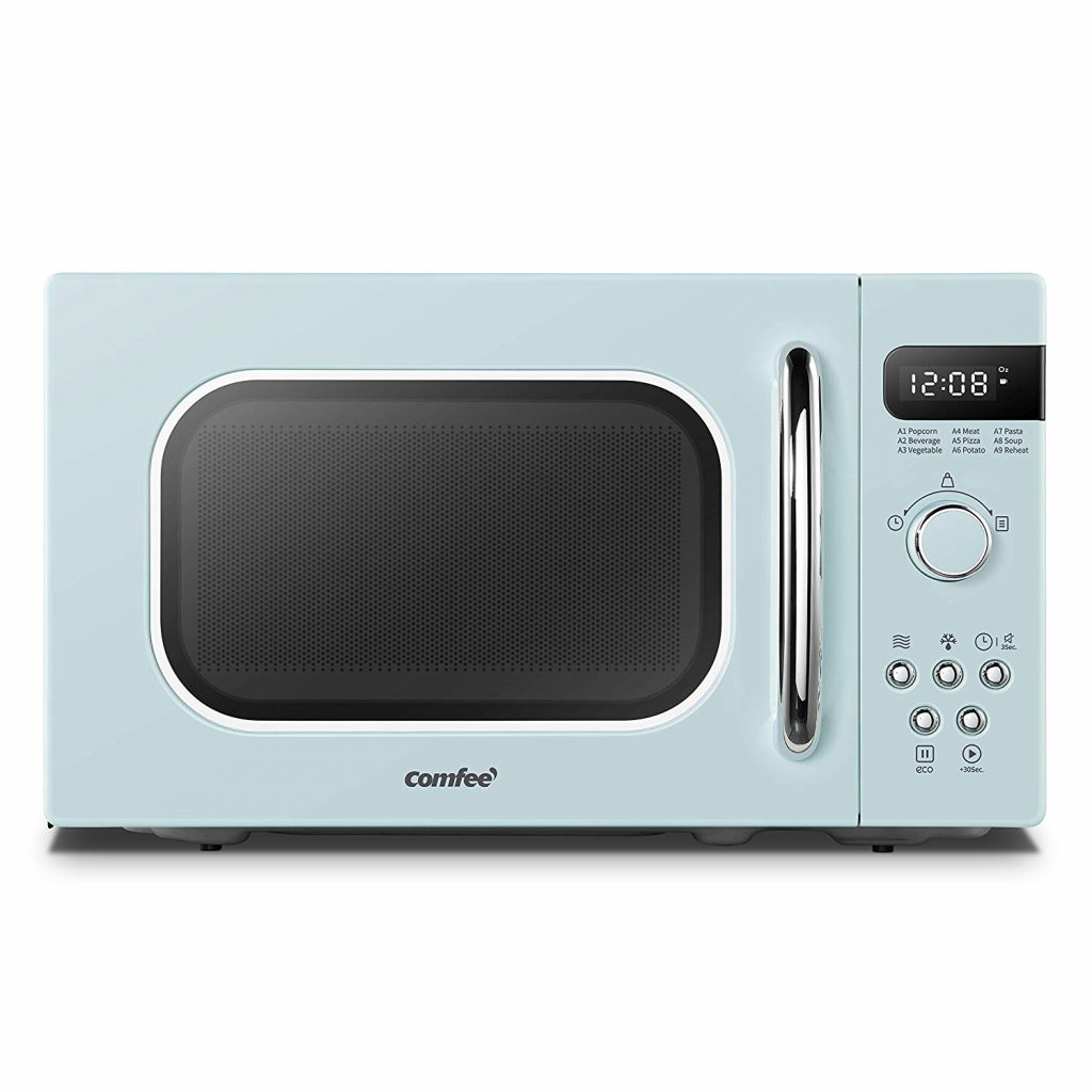 Retro styled microwave in light blue