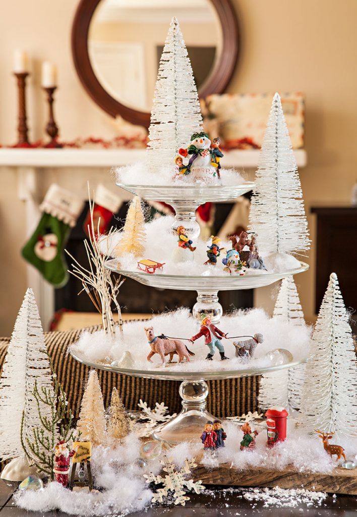 holiday skating scene on cakeplates