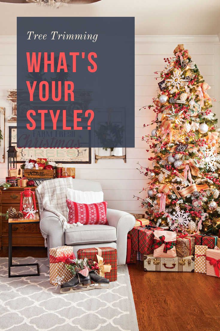 A cozy light colored armchair sat next to a sparkly lit Christmas tree surrounded by gifts.