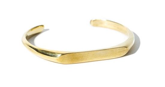 Brass, open-ended bangle bracelet. 