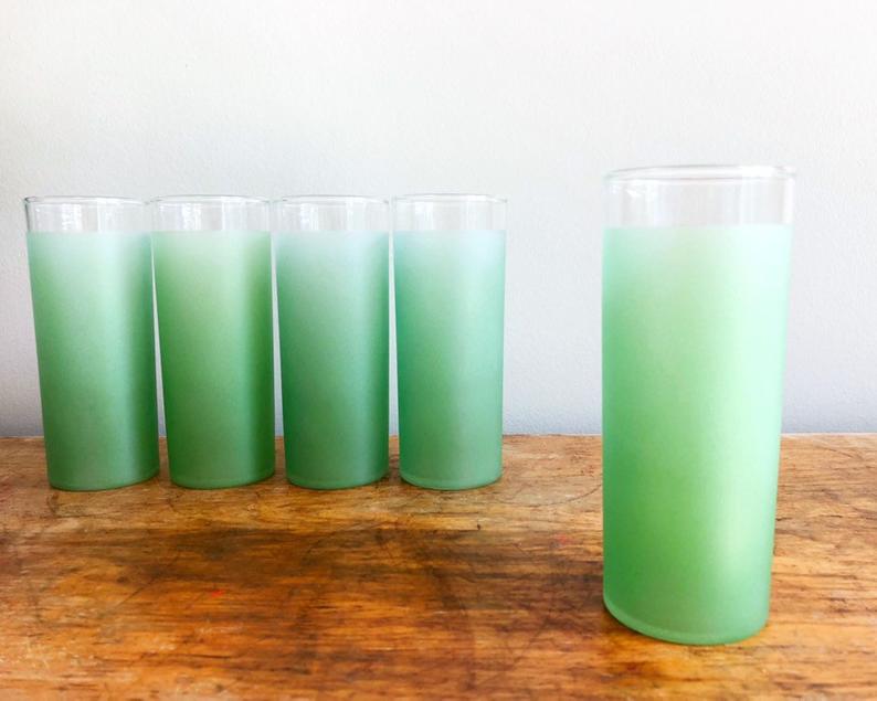 Set of 5 Blendo tall tumblers in a minty green color. 