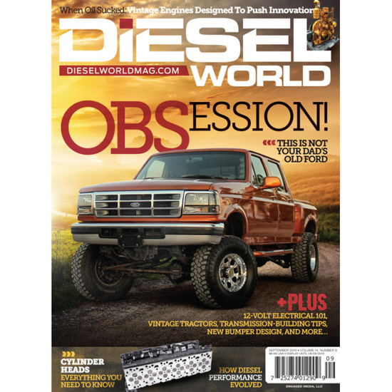 The perfect guy gift a Diesel World magazine cover with a large red Ford truck on the cover, ready for subscription. 