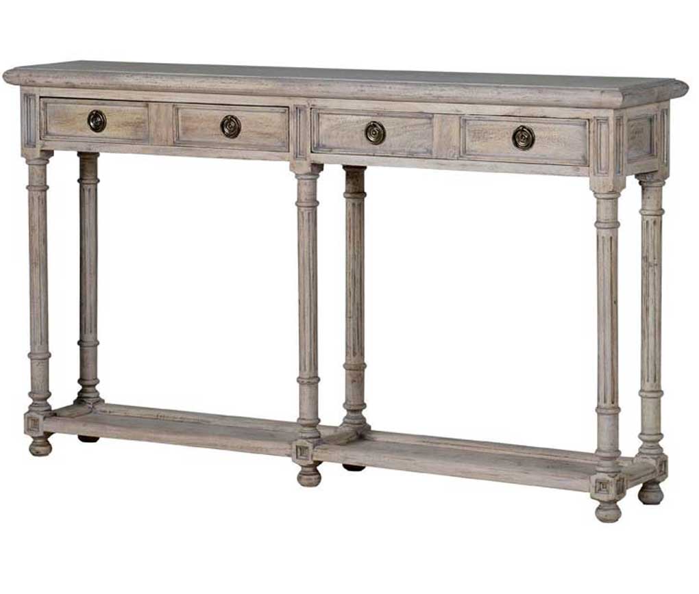 Distressed French style console table.
