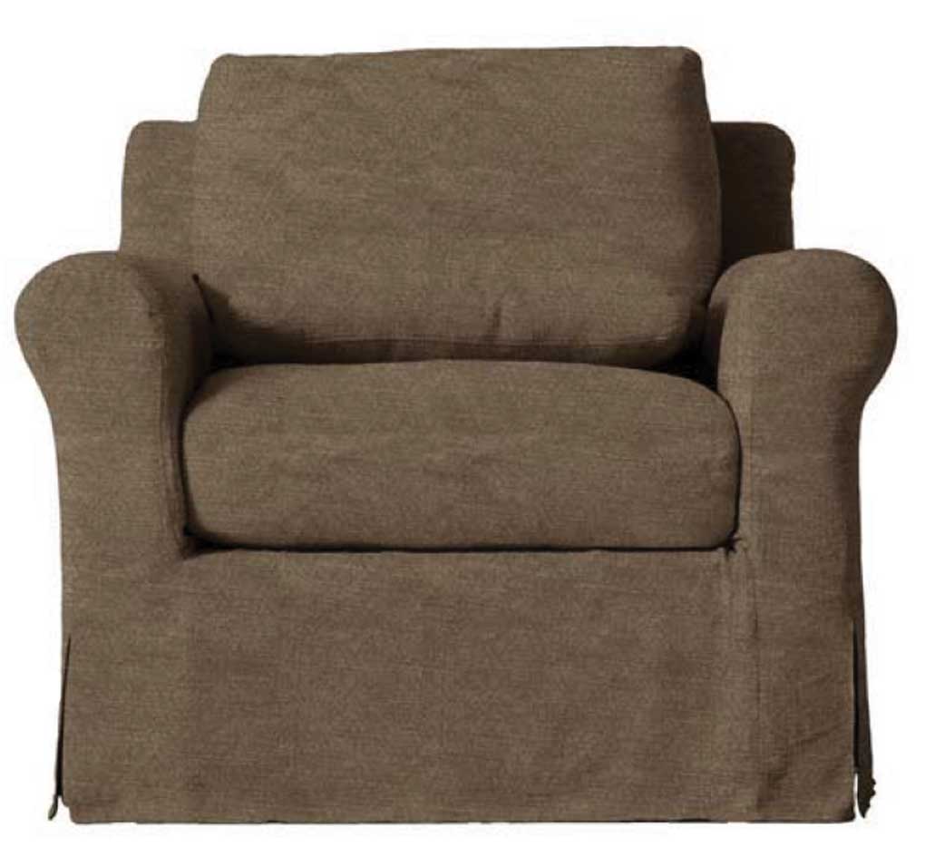 Brown butter colored European roll arm chair.
