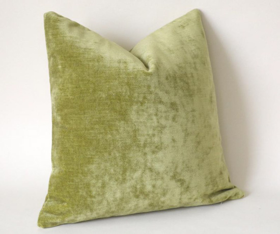 Light green velvet pillow. 