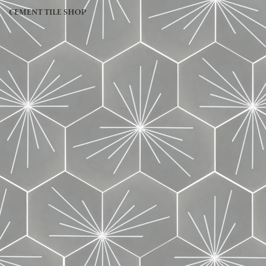 Grey and white tri-hexagonal tile pattern.