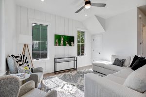 white monochromatic modern farmhouse room