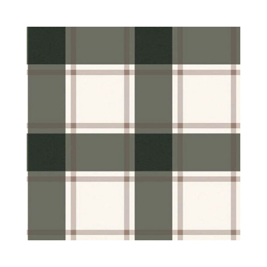 Swatch of plaid black and ivory self-adhesive, repositionable wallpaper.