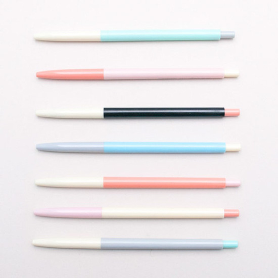 Color block writing pens in pastel hues.