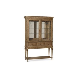 Antique cellarette inspired bar cabinet with mirrored backing.