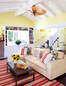 Paint color ideas for a yellow open plan living room