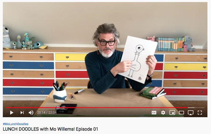 Youtube screen capture of Artis Mo Willems giving an art lesson.