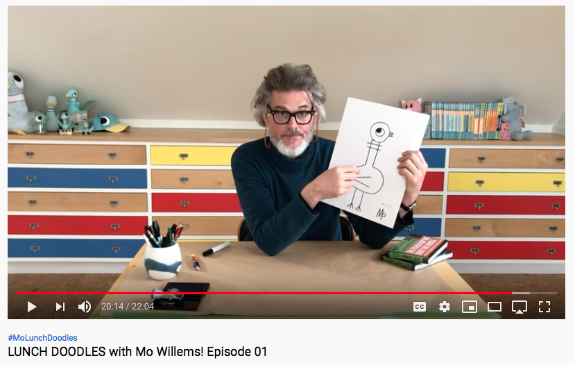 Youtube screen capture of Artis Mo Willems giving an art lesson. 