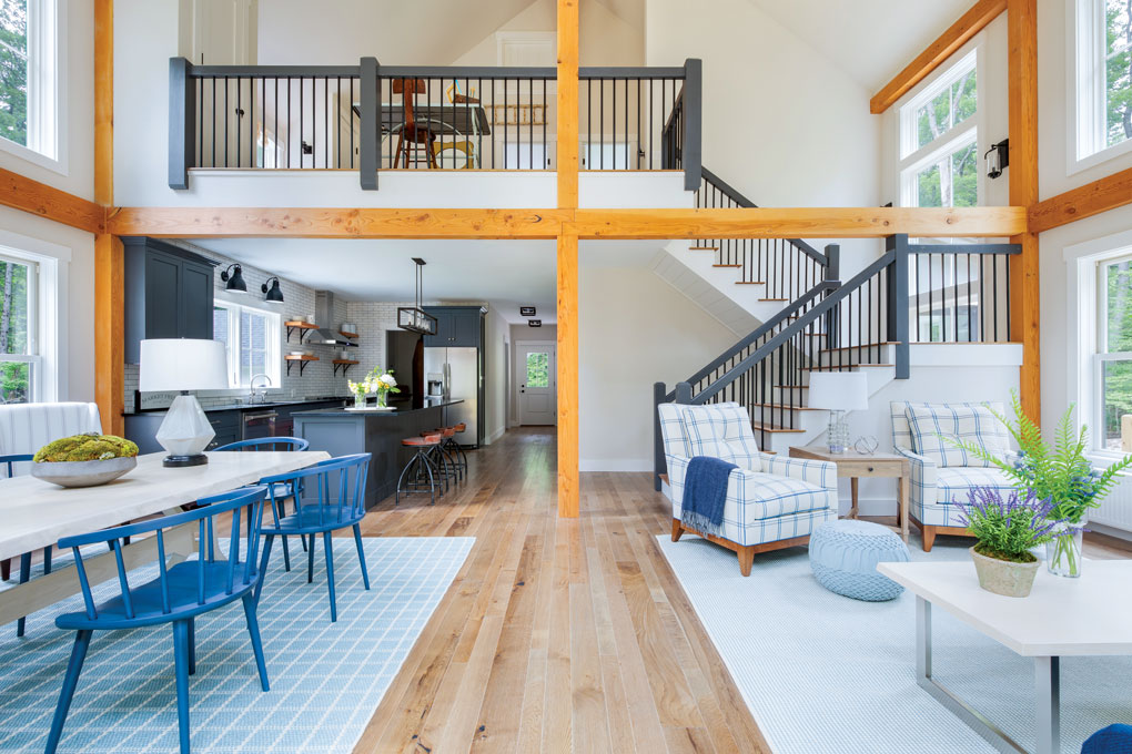 Large, open farmhouse floor plan that looks into the great room, dining room , kitchen and loft.