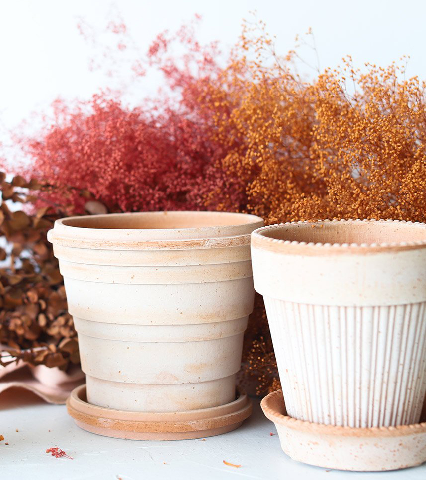 pink wash terra cotta pots