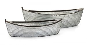 set of two galvanized boat shaped planters