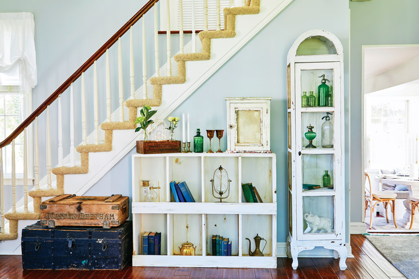 The wooden banister