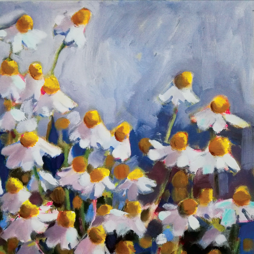 Marleen Kleiberg painting of white daisies