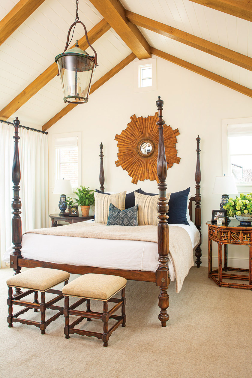 the master bedroom of beach cottage