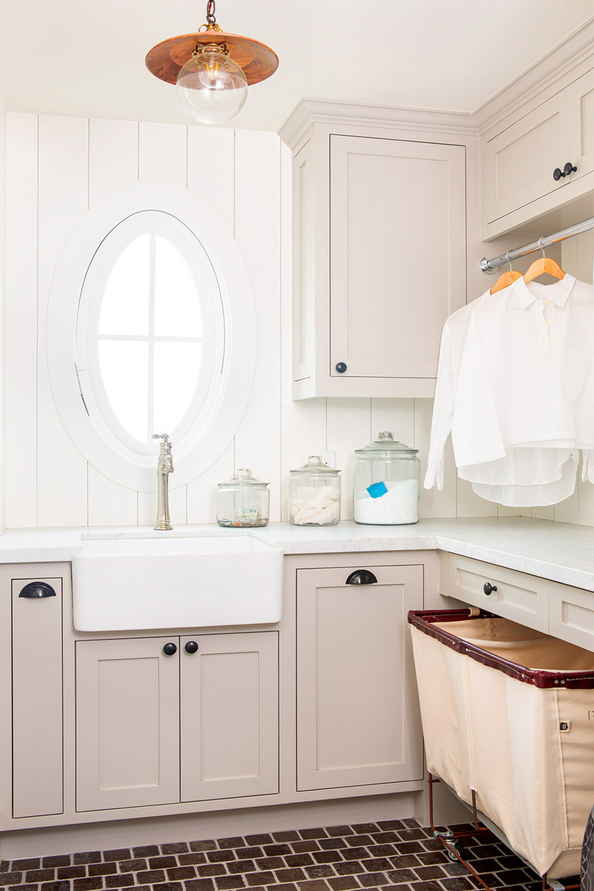 second-floor laundry room of beach cottage