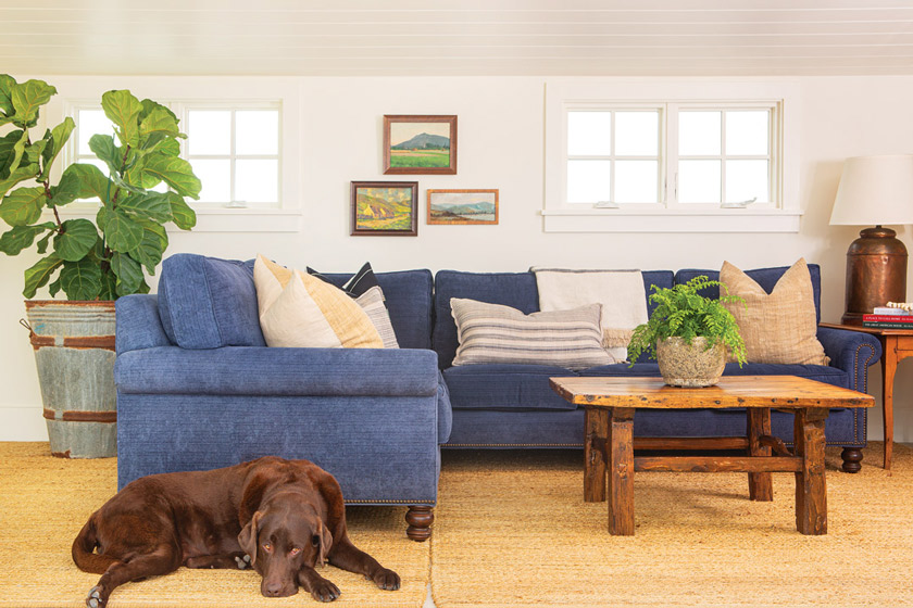 This third-floor living space of beach cottage