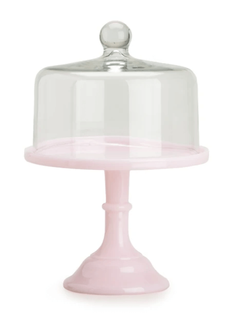 Longaberger small pink cake stand