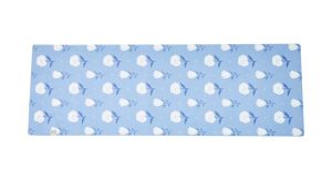 Plush mat with a blue and white hydrangea design
