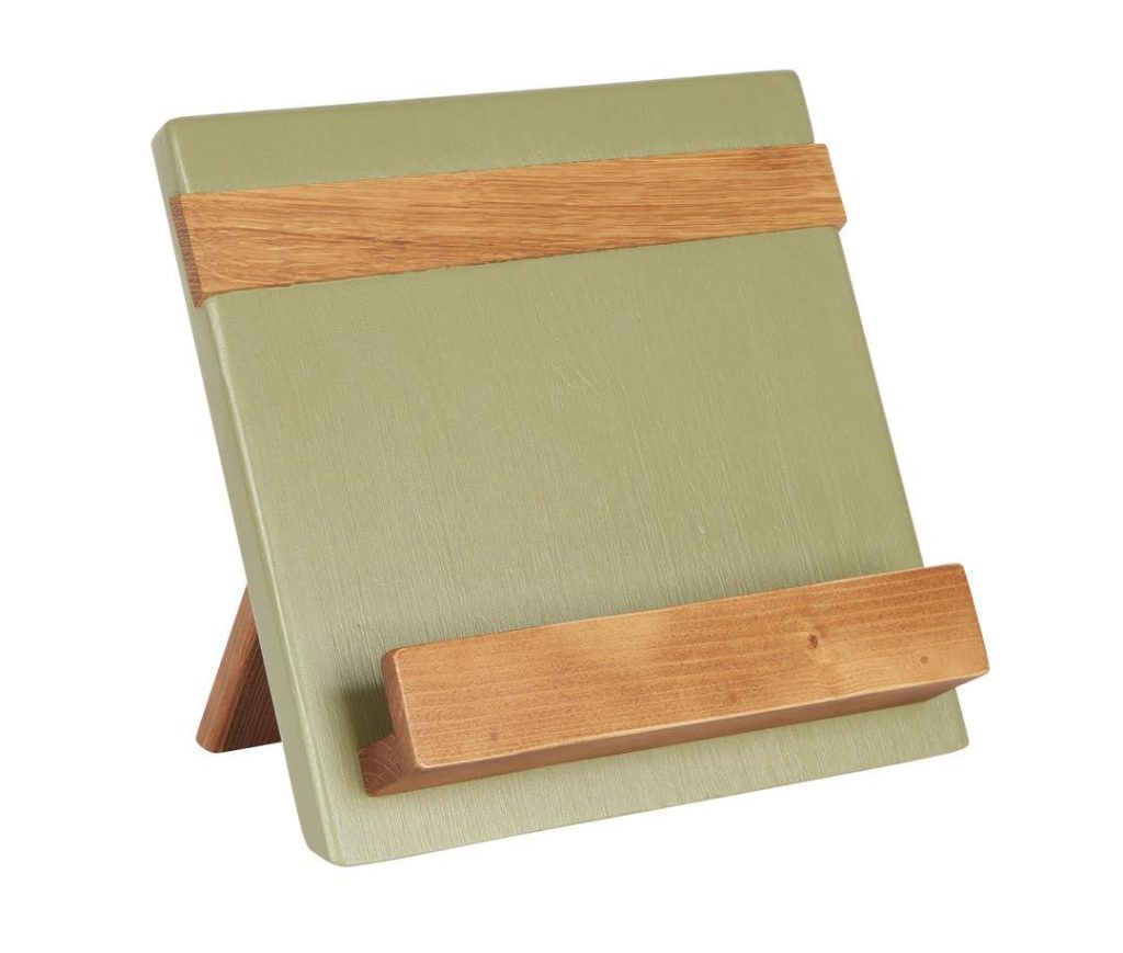Sage green and wood iPad/cookbook holder for Mother's Day