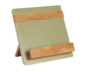 Sage green and wood iPad/cookbook holder