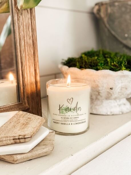 Kanda Candles Smoky Vanilla and Lemongrass candle