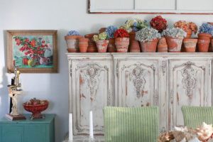 Flower pots on a French armoire