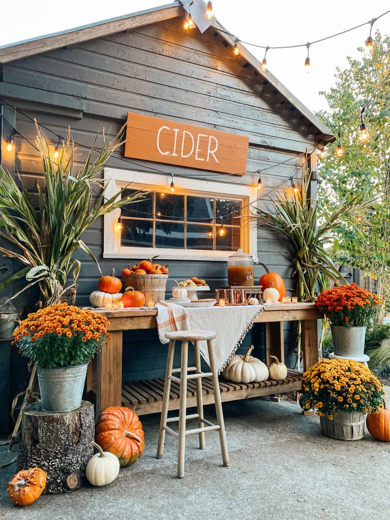Backyard area decorated for fall