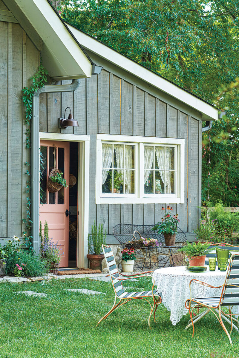 backyard sitting area and exterior view to guest suite