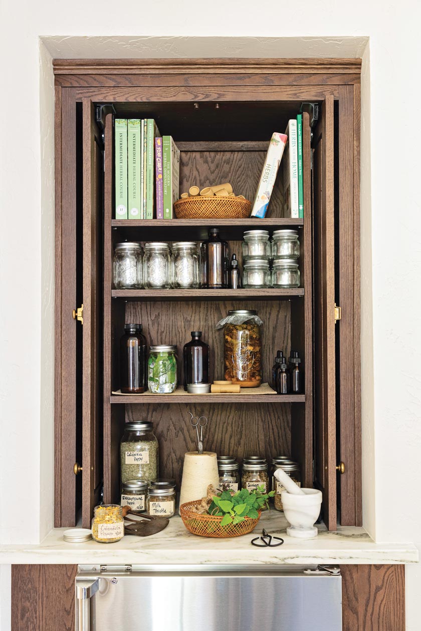 spice cabinet in remodeled 1920s kitchen