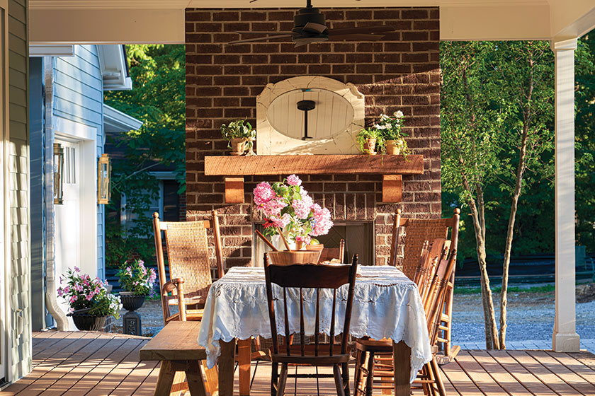 exterior dining area in Project House in Franklin