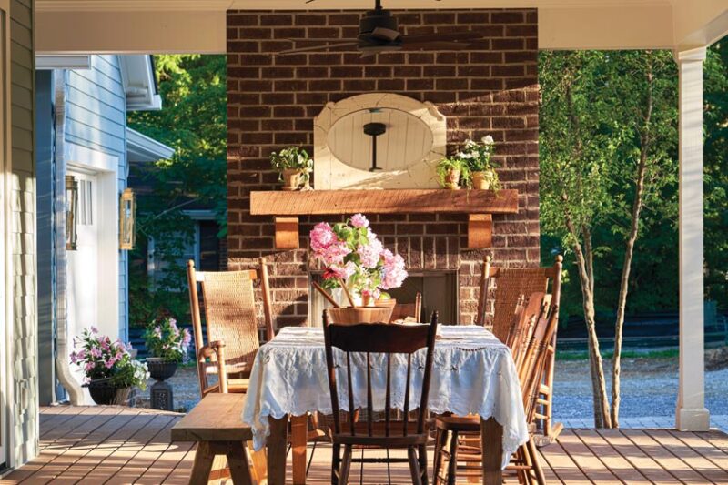 exterior dining area in Project House in Franklin