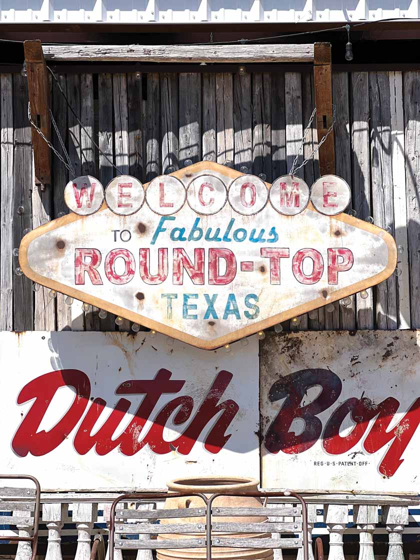 Round Top Texas vintage welcome sign