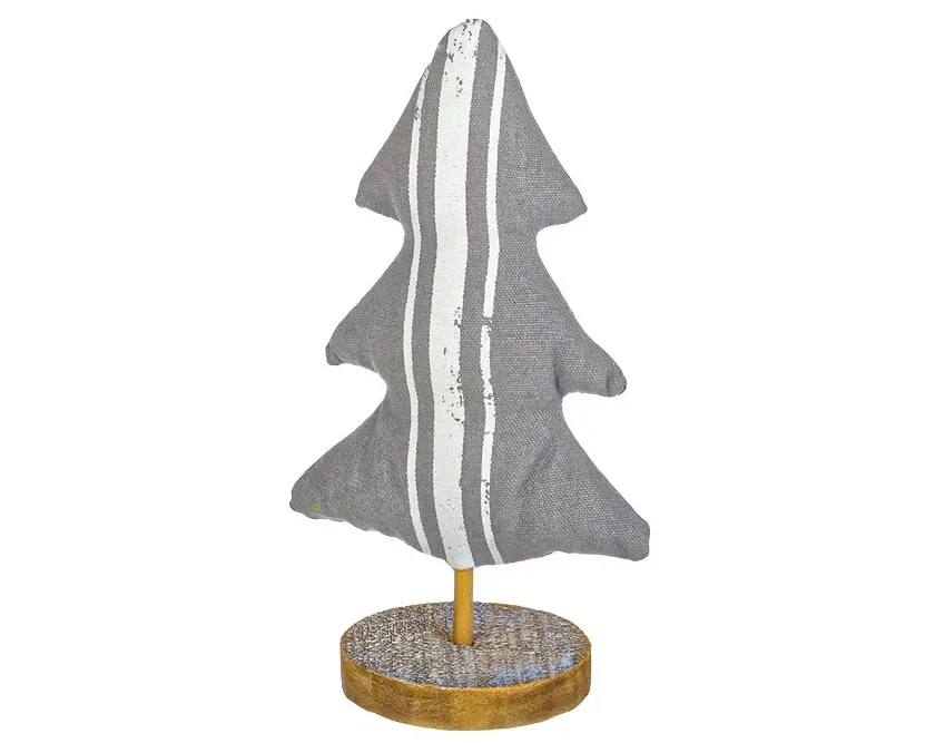 mini fabric tree gray with white railroad stripes