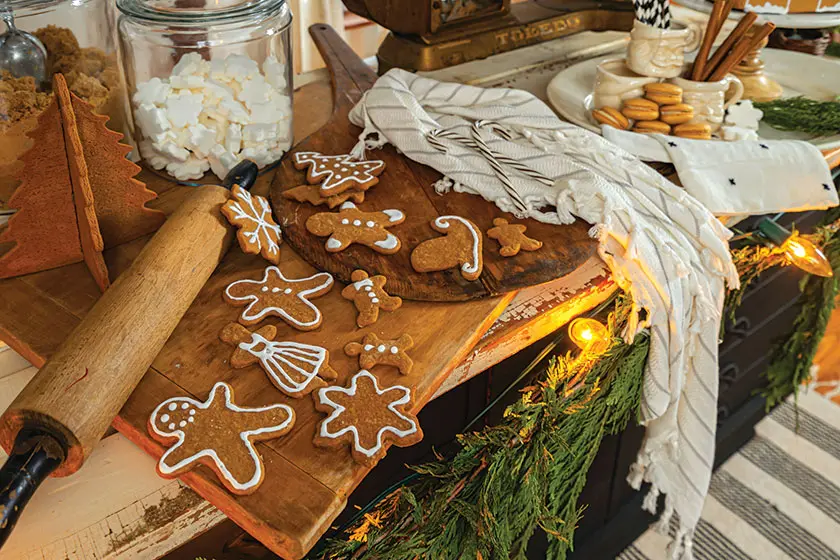 gingerbread cookies in cozy holiday kitchen