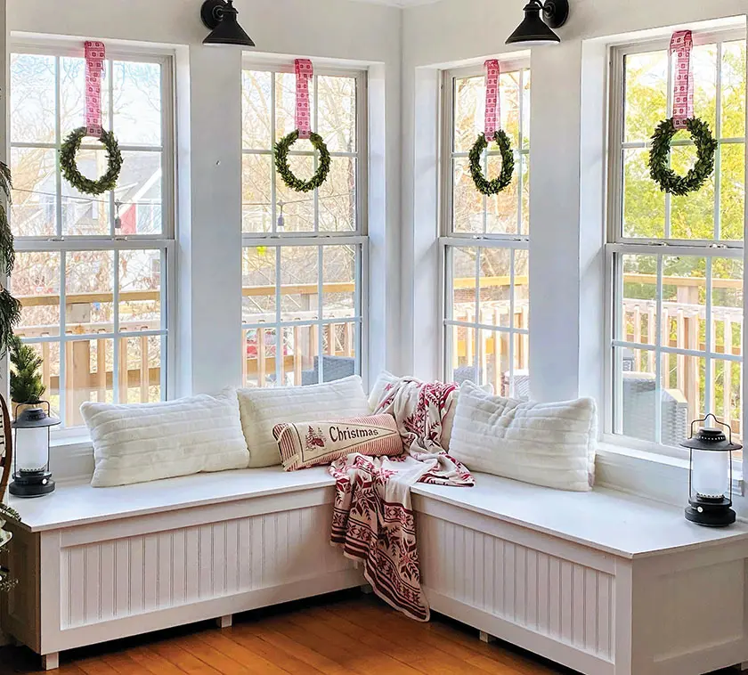 corner nook in second story landing in historic Christmas home