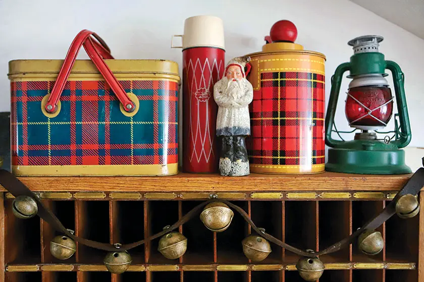 vintage collection of lunch boxes thermos and lantern