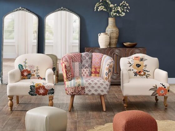 Grandin Road Embroidered Accent Chairs revitalize for spring