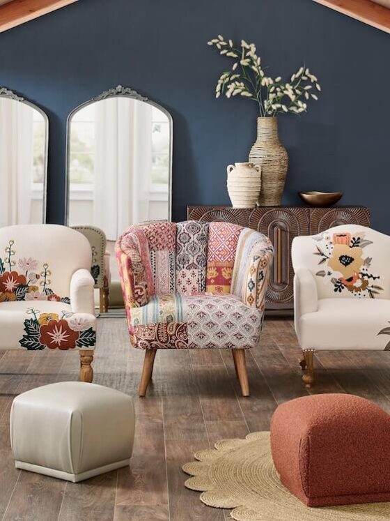 Grandin Road Embroidered Accent Chairs revitalize for spring