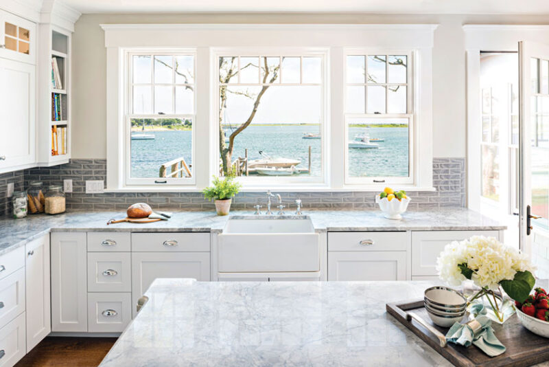 river view in Cape Cod cottage kitchen