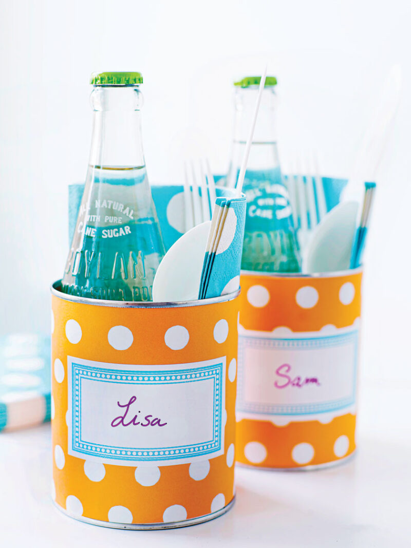 upcycled tin cans for picnic